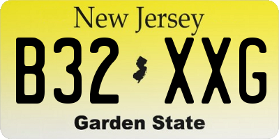 NJ license plate B32XXG