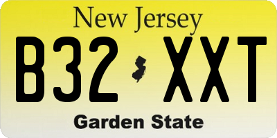 NJ license plate B32XXT