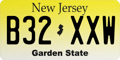 NJ license plate B32XXW