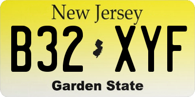 NJ license plate B32XYF