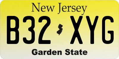 NJ license plate B32XYG