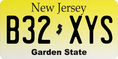 NJ license plate B32XYS