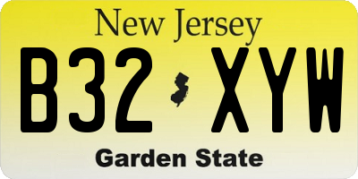NJ license plate B32XYW