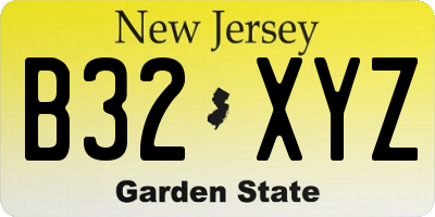 NJ license plate B32XYZ