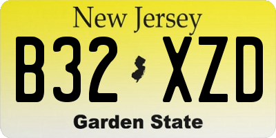 NJ license plate B32XZD