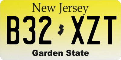 NJ license plate B32XZT