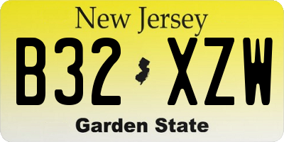 NJ license plate B32XZW