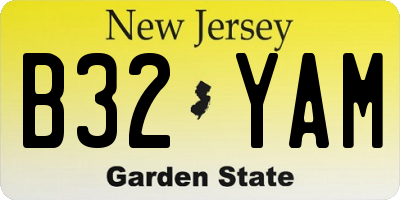 NJ license plate B32YAM