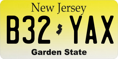 NJ license plate B32YAX