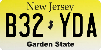 NJ license plate B32YDA