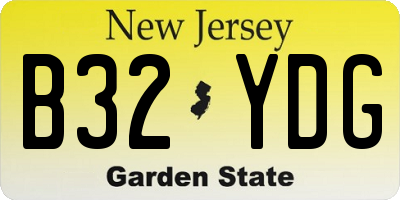 NJ license plate B32YDG