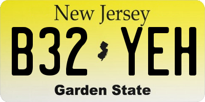 NJ license plate B32YEH