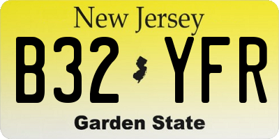 NJ license plate B32YFR