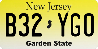NJ license plate B32YGO