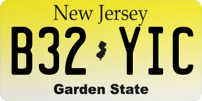 NJ license plate B32YIC