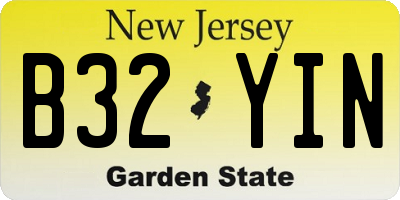 NJ license plate B32YIN