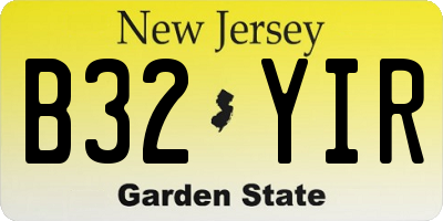 NJ license plate B32YIR