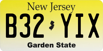 NJ license plate B32YIX