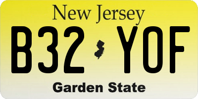 NJ license plate B32YOF