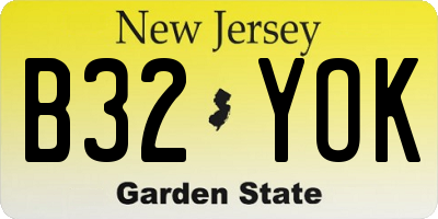 NJ license plate B32YOK