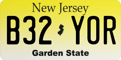 NJ license plate B32YOR