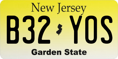 NJ license plate B32YOS
