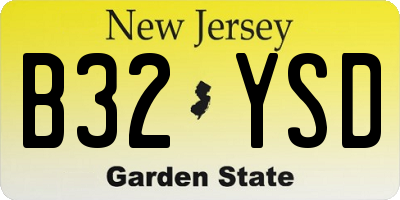 NJ license plate B32YSD