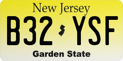 NJ license plate B32YSF