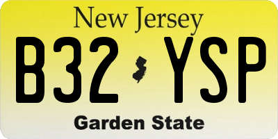 NJ license plate B32YSP