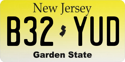NJ license plate B32YUD