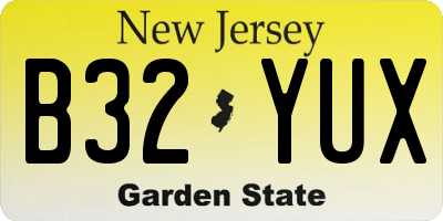 NJ license plate B32YUX
