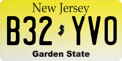 NJ license plate B32YVO