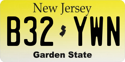 NJ license plate B32YWN