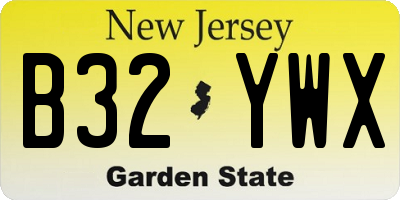NJ license plate B32YWX