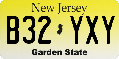 NJ license plate B32YXY
