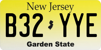 NJ license plate B32YYE