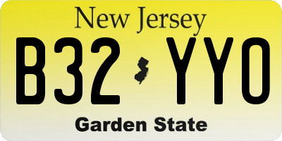 NJ license plate B32YYO