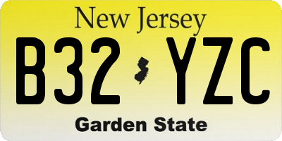 NJ license plate B32YZC