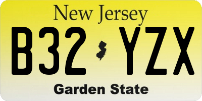 NJ license plate B32YZX