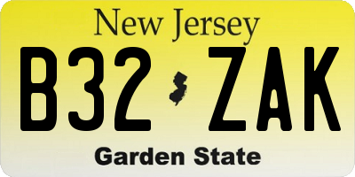 NJ license plate B32ZAK