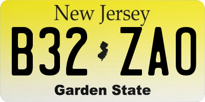 NJ license plate B32ZAO