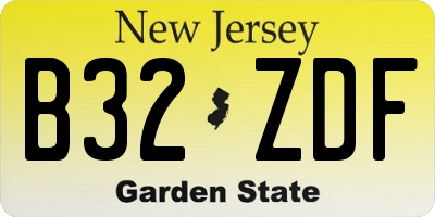 NJ license plate B32ZDF