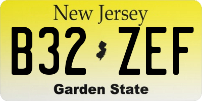 NJ license plate B32ZEF