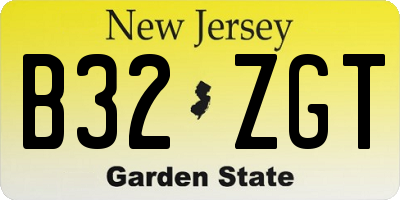 NJ license plate B32ZGT