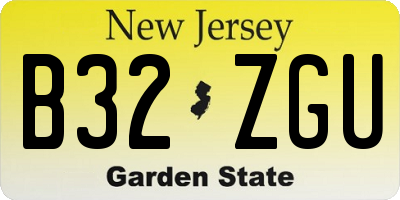 NJ license plate B32ZGU