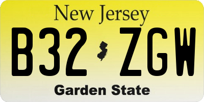 NJ license plate B32ZGW
