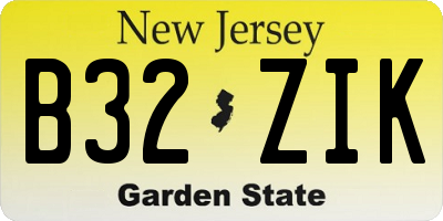 NJ license plate B32ZIK