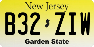 NJ license plate B32ZIW