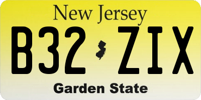 NJ license plate B32ZIX