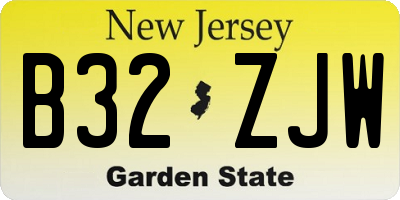 NJ license plate B32ZJW